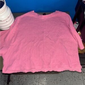 SHEIN Vibrant Pink Ribbed Crop Top